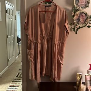 ZARA Women’s size medium button down with dress w/ cinched waist and tie.